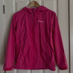 Columbia Omni-Tech Pink Rain Jacket Girls L (14/16) Waterproof Windbreaker